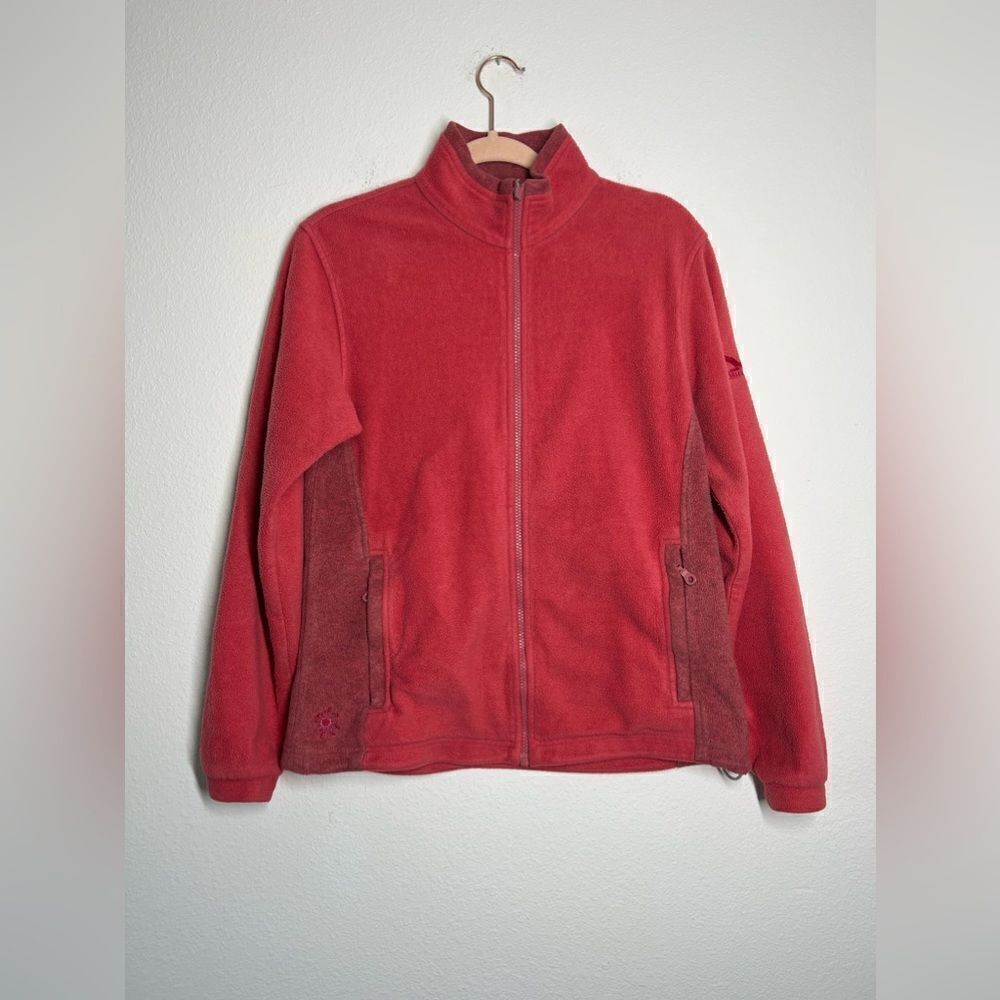 SALEWA Fleece Red Pink Full Zip Hiking Jacket Size L Made in Switzerland